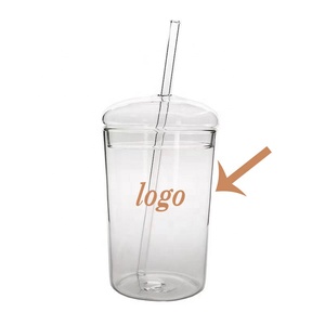 450ml moderna tazza di vetro ad alto borosilicato con coperchio e paglia per il succo di latte frullato di tè Tumbler personalizzabile per Boba Bubble Tea - Product Image 1