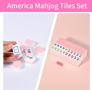 Juego de Mahjong Completo de 166 Fichas Premium de 1.2 Pulgadas, Color Blanco Marfil, Rosa - Product Image 4