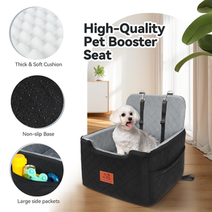 Asiento de Coche para Perros, Diseño Acolchado Gris con Cinturones de Seguridad y Bolsillos de Almacenamiento, Transportín de Viaje Lavable y Cómodo - Product Image 5