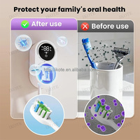 Stérilisateur UV intelligent à induction pour brosses à dents, mural, rechargeable, avec couvercle rotatif automatique et séchage à l'air, support de rangement pour brosses à dents