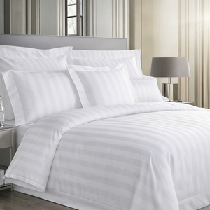 Set Lenzuola a Righe per Hotel, Traspiranti e Rinfrescanti, Misura Queen, <span class=keywords><strong>100</strong></span>% <span class=keywords><strong>Cotone</strong></span>, Lussuoso Set <span class=keywords><strong>Copripiumino</strong></span> e Federe - Product Image 6