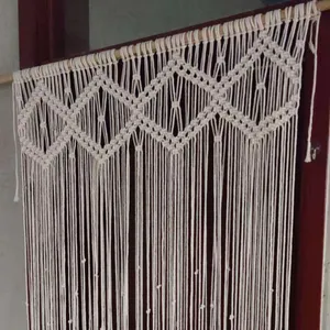 Cortina nórdica de luxo, fácil de marfim, branco, para áreas externas, boho macrame, borlas, para decoração de eventos