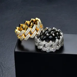 JWY customised high quality gold and silver plated brass iced out hip hop rings jewelry women for cheap