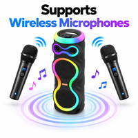 Enceinte Karaoké Portable avec Woofer 4 pouces, Microphone Sans Fil, Tour de Fête Lumineuse RGB, Prise en Charge Carte Mémoire, Idéale pour Événements à Domicile