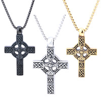 Pendentif en acier titane rétro avec sculpture de nœud celtique, mythologie nordique viking, collier viking pour homme, accessoires vestimentaires
