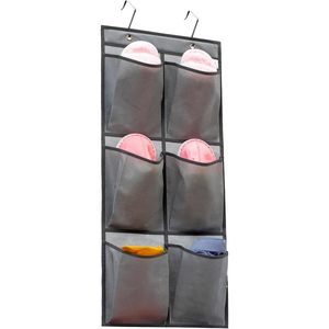 Over The Door <b>Shoe</b> Organizer 6 Pockets Hanging Fabric <b>Storage</b> For Closet With Hooks Grey - Product Image 1