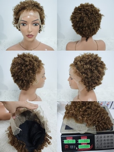 Letsfly $26 Promotion Wholesales <b>Pixie</b> Short Cut <b>Wigs</b> With 4C Hairline Remy 100% Human Hair 13x4 Lace Frontal <b>Wig</b> Black Woman - Product Image 4