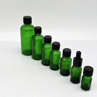 Bouteilles d'huile essentielle en verre vert vides de 30 ml, 50 ml, 100 ml avec bouchon à vis et compte-gouttes pour cosmétiques et huiles d'aromathérapie
