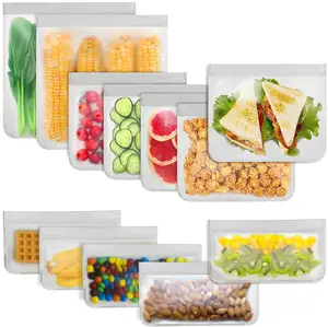 Hot Sale Eco Friendly Leakproof Reusable Freezer Liquid Silicone Food Storage Bag With Reusable Ziplock Bags
