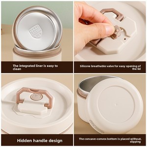 Boîte à lunch ronde isolée en acier inoxydable 304 de qualité alimentaire <span class=keywords><strong>bento</strong></span> portable pour étudiants avec bol à soupe pour étudiants occupés - Product Image 3