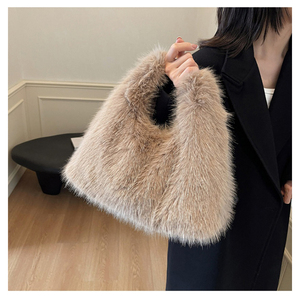 Nouvelle Pochette de Soirée Élégante pour Femme 2025, Sac à Main en Peluche Haut de Gamme avec Fermeture Éclair et Doublure en Polyester - Product Image 1