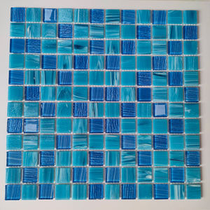 Nuove Piastrelle Moderne per Pareti <span class=keywords><strong>e</strong></span> Pavimenti in Vetro Termofuso Verde Blu per Esterni, Mosaico in Vetro Stampato a Mano per Piscine - Product Image 3