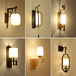 Lámpara de pared de estilo chino con pantalla de tela, luz Led, Base de bombilla E27 para sala de estar, pared de TV, pasillo de Hotel, iluminación de escalera - Product Image 1
