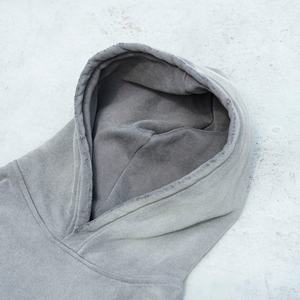 <b>Men's</b> 400GSM Heavy-duty Acid Washed Worsted Solid Hooded <b>Sweatshirt</b>-Autumn Vintage Y2K Street Wear Custom Logo Style - Product Image 2