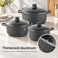 Casserole en aluminium avec revêtement antiadhésif en marbre pour la maison, l'hôtel, le restaurant, OEM ODM, ensemble de cuisine personnalisé