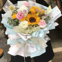 Échantillon gratuit de haute qualité Film d'emballage Date Emballage cadeau pour la Saint-Valentin Bouquet Corée Fleur Papier d'emballage