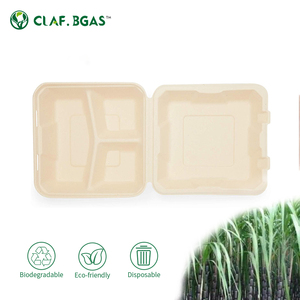 Bán buôn phân hủy sinh học bã mía vỏ sò bao bì hộp sợi mía, nắp có bản lề - Product Image 5