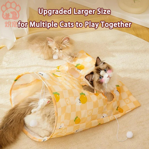 Di alta qualità eco-friendly vendita calda gatto giocattolo carino Self-Play piega Tunnel di carta gatto giocattolo, masticare-resistente palle di peluche Set per gatti - Product Image 1