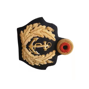 New Design Premium Fashion Embroidered Bullion Wire <b>Badges</b> Hand Made Embroidery Gold Bullion Wire Embroidered <b>Badges</b> - Product Image 4