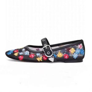 Zapatos Planos de Ballet Ligeros y Transpirables con Bordado Floral en la Puntera, Talla Grande, Primavera-Verano 2025, Venta al Por Mayor - Product Image 1