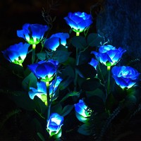 Lampes solaires à 3 têtes en forme de rose, lampes LED encastrées pour jardin, décoration de cour, lampes de pelouse en forme de rose, certifiées IP44 CE