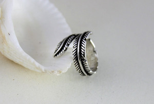 S925 anillo abierto de plata pura pluma de Ángel anillo de plata tailandesa Retro joyería de plata pura coreana Huang <span class=keywords><strong>Fubo</strong></span> - Product Image 4