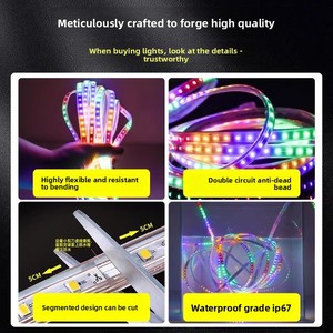 Bande lumineuse <span class=keywords><strong>LED</strong></span> <span class=keywords><strong>solaire</strong></span> étanche pour <span class=keywords><strong>extérieur</strong></span>, pour la décoration de cour, éclairage architectural paysager, bande lumineuse COB néon 24V - Product Image 5