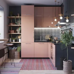 Armarios de cocina modulares personalizados de melamina, Color madera, Horizontal, para exteriores