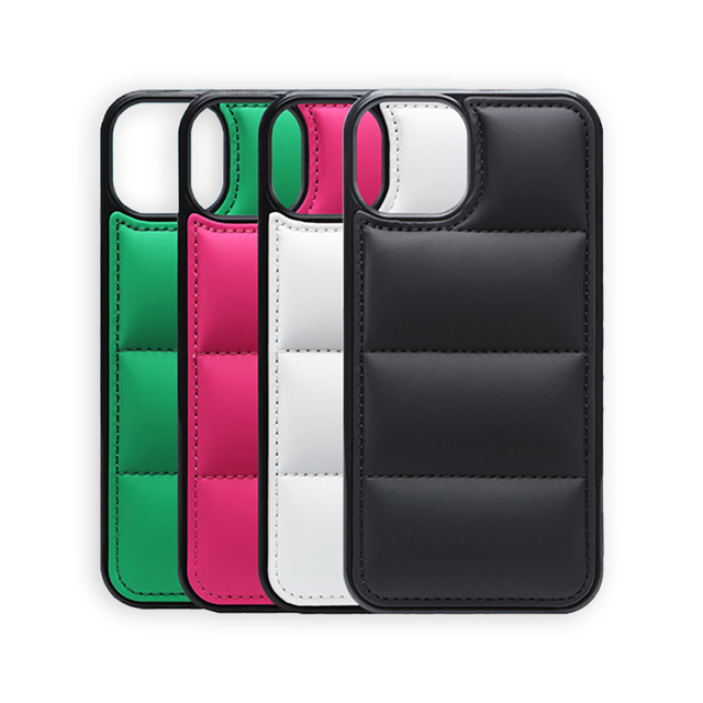 Custom Funda De Piel Cuero 3D Cotton PU Down Jacket Puffer Phone Case for iPhone 14 13 12 Pro 11 Mobile Phone Cases
