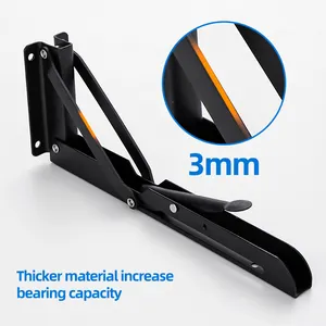 Best Selling Heavy Duty Iron Collapsible Shelf Bracket For Table Work Bench 8-20 Inch Space Saving Folding Bracket
