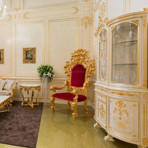 Fauteuils luxueux en tissu <span class=keywords><strong>rouge</strong></span> royal pour la décoration intérieure Chaise du trône du roi à dossier haut bon marché pour la fête de mariage - Product Image 3