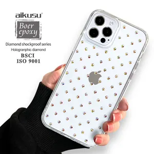 3D di alta qualità Glitter strass moda oro colorato diamante stordimento Texture acrilico custodia per telefono cellulare per Iphone
