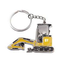 Processus de couleur métal 3D bouteur lourd porte-clés excavation promotionnel métal voiture porte-clés excavation machines cadeau
