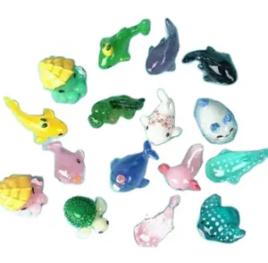 100pc海洋动物鲨鱼鲸鱼海鱼模型盆景小雕像微型仙女花园装饰DIY配件家居装饰玩具