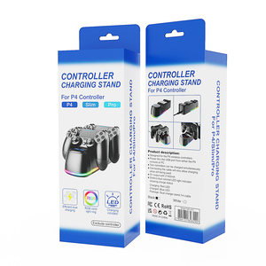 Soporte de base de carga dual para controlador P4 Luz RGB y cable Micro USB Incluido Comunicación por cable de plástico - Product Image 6