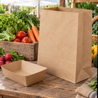 Sacs en papier kraft SOS imprimés sur mesure sans poignées pour restaurants, emballages pour petites séries de cafés, vente en gros, approvisionnement B2B