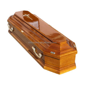 Превосходный твердый глянцевый китайский дорогой похоронный деревянный гроб с поворотной ручкой для продажи - Product Image 6