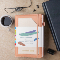 Agenda personnalisé sans date avec logo, planificateur hebdomadaire et mensuel, couverture en cuir A5, reliure thermique, 120 feuilles, cadeau, livre en anglais