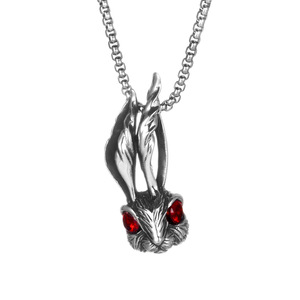 Vintage Red Eyed Bunny Pendant Men Long Eared Animal Zodiac Necklace SP966 <b>Titanium</b> Steel Charm Gift - Product Image 1