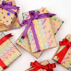 กระดาษคราฟท์หนา80กรัมกล่องของขวัญรูปดาวหัวใจวันเกิดกระดาษม้วนหรูหราสำหรับบรรจุภัณฑ์กระดาษห่อ - Product Image 6