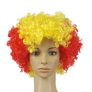Customized Retro 80's Rock Hair National Flag Colors Football Fan Wig For Cheering