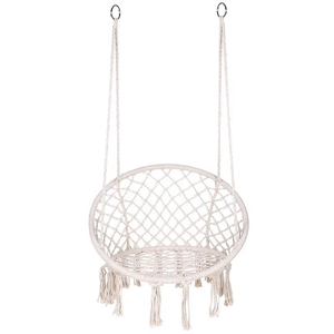 Fauteuil suspendu en macramé pour chambre et patio, balançoire <span class=keywords><strong>nid</strong></span> douillet en corde de coton tressée avec franges rondes, mobilier d'intérieur et d'extérieur - Product Image 5