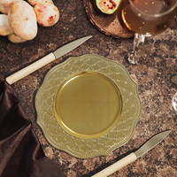 Assiettes de Présentation Classiques 13 Pouces en Plastique PP Doré et Argenté, Durables et de Luxe, Motif Personnalisé, Vaisselle Fujian pour Hôtels - Collection 2025