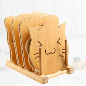 <b>Bamboo</b> Wood Cartoon Heat Insulation Pad Dining Table Non-slip Pot Mat Bowl Mat - Product Image 5