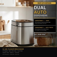 HONEYICE Máquina para Hacer Pan Eléctrica Inteligente con Báscula de Precisión Integrada 2g-5kg, Dispensador Automático Doble de Levadura y Frutos Secos, Pantalla Táctil Completa, Uso Doméstico