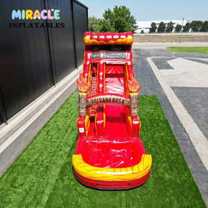 Tobogán Acuático Inflable Comercial con Piscina Combinada, 18 pies, Doble Carril, Diseño Volcán, PVC de Alta Resistencia, para Alquiler en Fiestas - Product Image 3