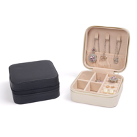 Boîte à bijoux CHEN LU en cuir PU de luxe moderne, faite à la main, avec doublure en polaire perlée, fermeture éclair carrée, portable pour colliers, boucles d'oreilles et bagues