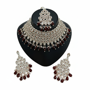 Parure de bijoux de mariée en laiton plaqué or et zircon, collier ras-du-cou, boucles d'oreilles pendantes, tikka, pour fiançailles, haute qualité, cadeau de fête et de mariage - Product Image 2