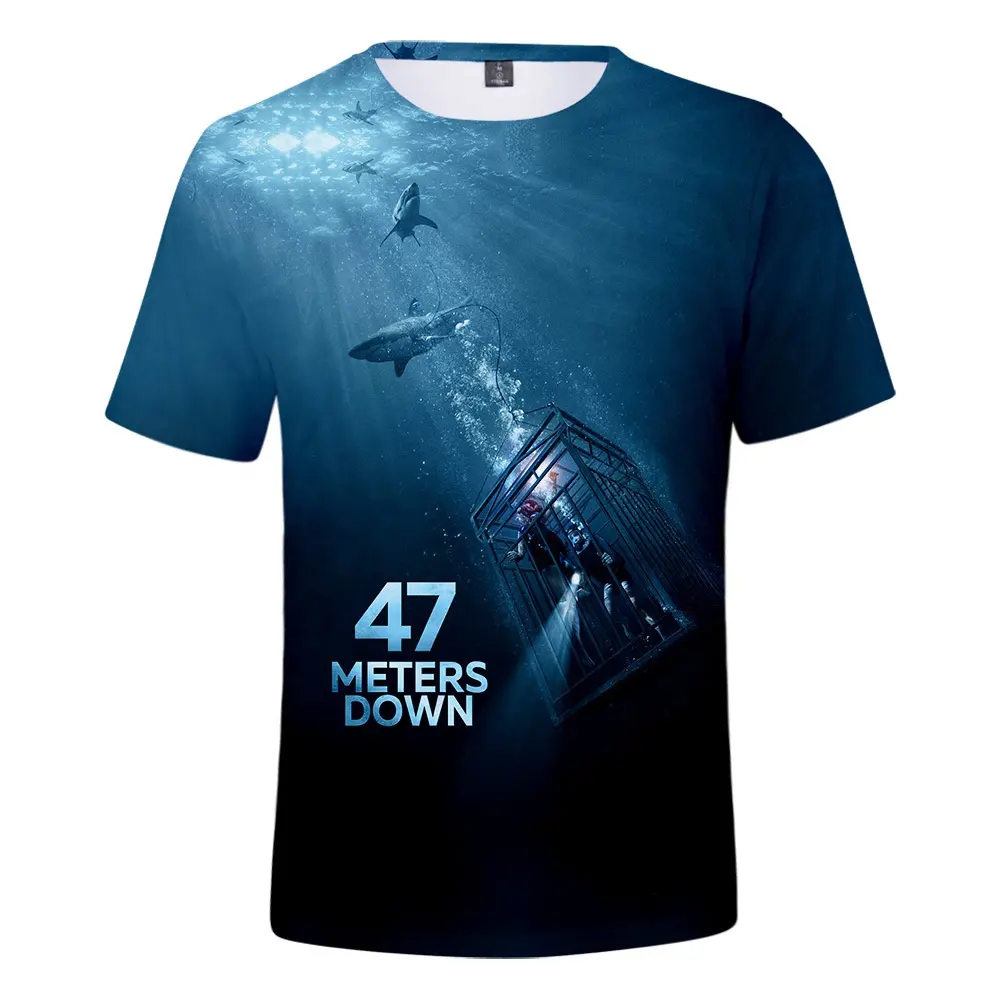 Fitspi Nieuwe Ontwerp Hot 47 Meter Down T-shirt Groothandel Gedrukt Tv Serie 47 Meter Down 3d T-shirt Top koop T-shirt Factory