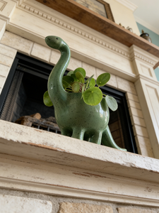 Pot de fleurs suspendu mignon en forme de dinosaures verts, décoration de vase de dessin animé personnalisée pour plantes succulentes - Product Image 2